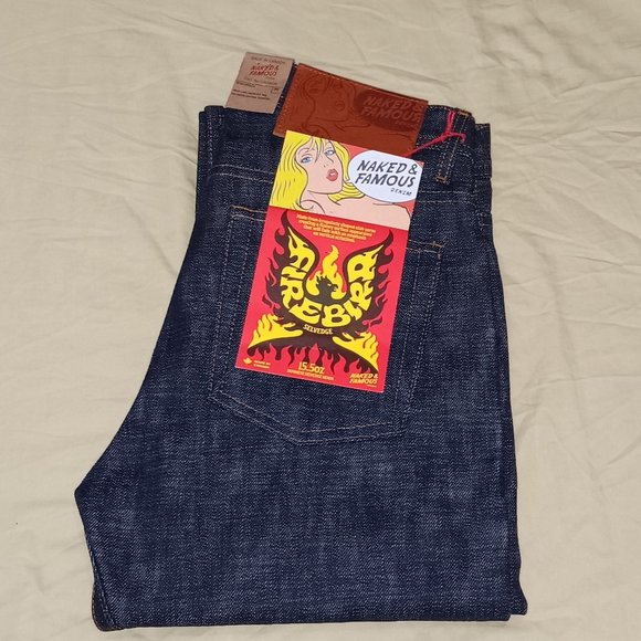 Naked & Famous Denim Other - 29W, 34L, Naked & Famous 15.5oz Firebird Raw Selvedge Denim Jeans